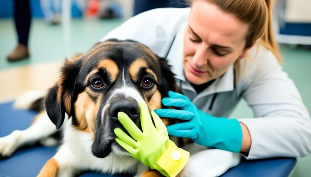 medidas de segurança ao lidar com um cachorro com dor