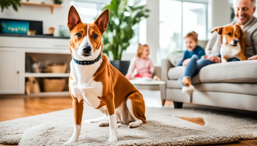 raça de cachorro Basenji em ambiente familiar