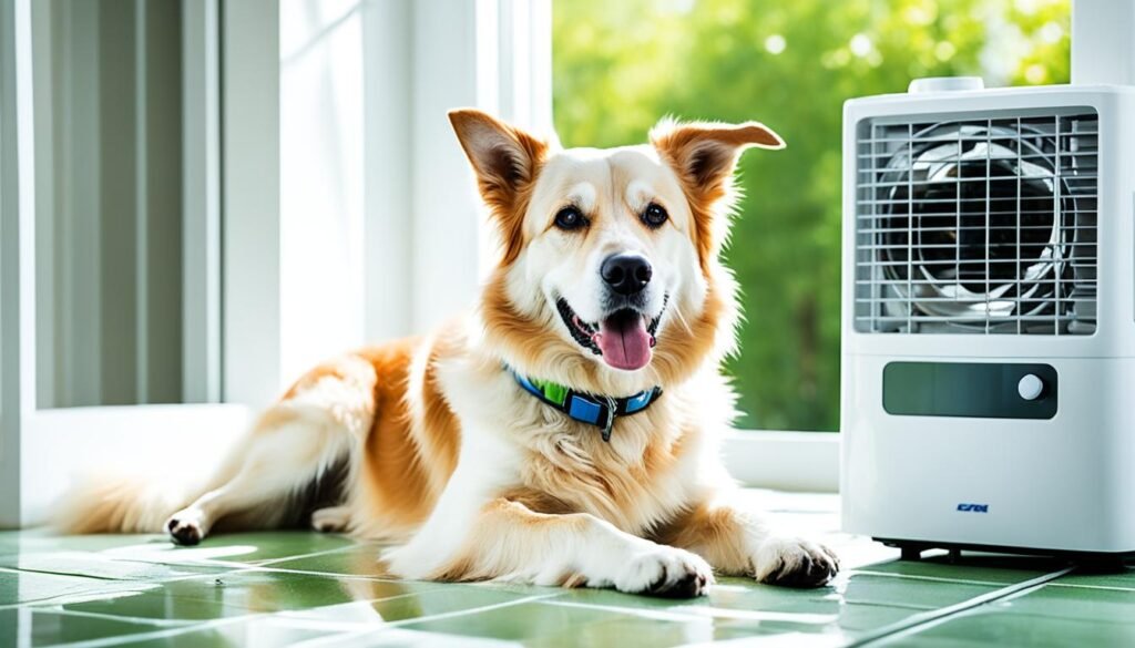 uso de ventiladores e ar-condicionado para refrescar o cachorro